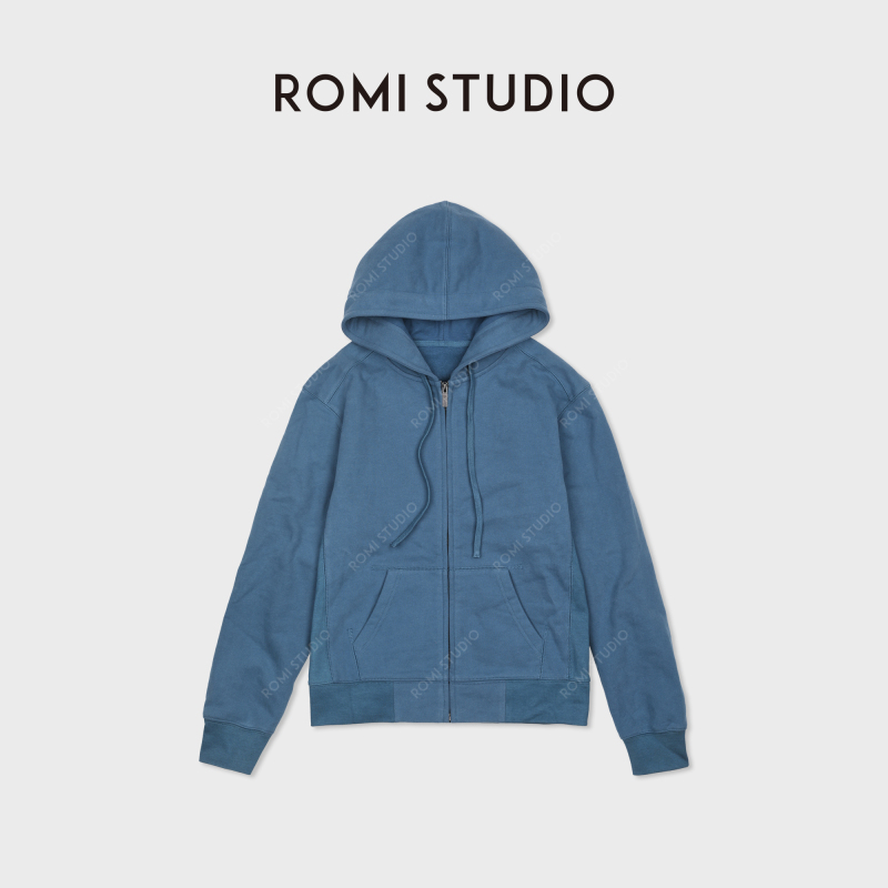 Romi Studio Lazy and Comfortable Cotton Stereo Loose Cardigan Hooded Sweatshirt Rwdss82237