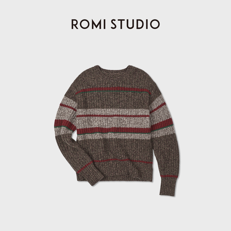 Romi Studio Winter Vibe Retro Contrast Stripesd Wool Knitwear Sweater Rwdas65098 Romi Studio Winter Vibe Retro Contrast Stripesd Wool Knitwear Sweater Rwdas65098
