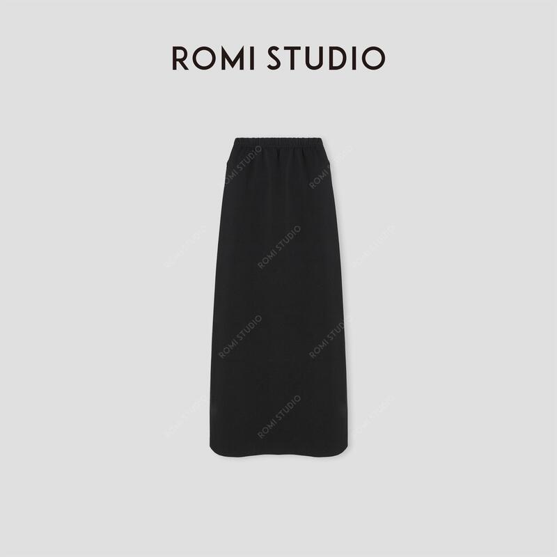 Romi Studio Versatile Casual Simple Recycled Plant Fiber Elastic Waist Slim Fit Skirt for Women 431X5076