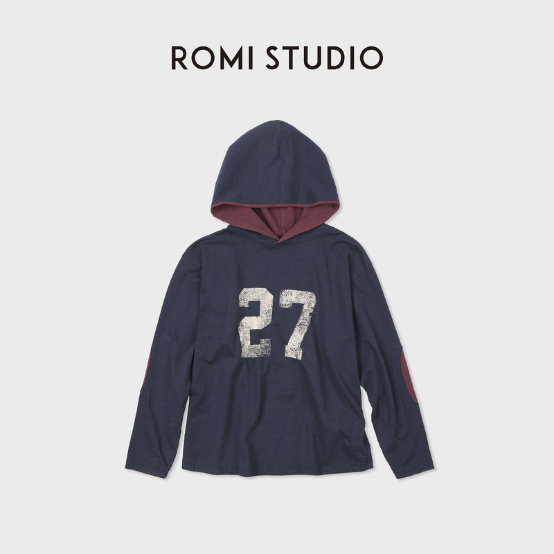 Romi Studio American Retro Cotton Double Yarn Loose Hooded Sweatshirt Jacket Rwdasy4174