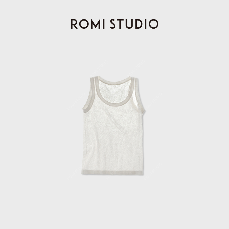 Romi Studio “Breathe Freely” 16-Needle Cashmere Mulberry Silk Linen Relaxed Vest Rwdsst3038 Romi Studio “Breathe Freely” 16-Needle Cashmere Mulberry Silk Linen Relaxed Vest Rwdsst3038