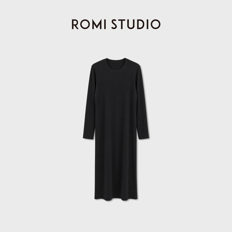 Romi Studio Mercerized Wool and Mulberry Silk Blend Soft and Skin-Friendly Long Dress Rwdwlu6335