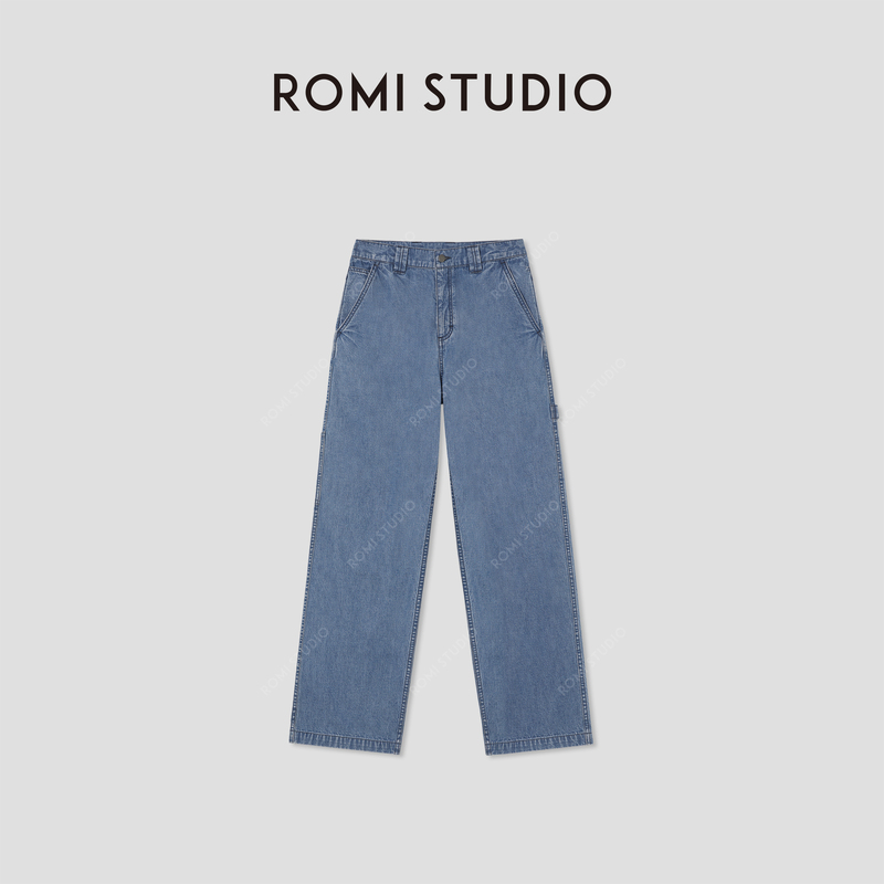 Romi Studio Airport Denim Lightweight Airy Imported Pure Cotton Straight-Leg Jeans Rwcsx82121