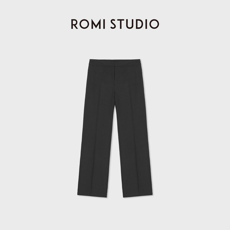 Romi Studio Ice-Feel Trousers Single-Sided Ultra-Fine Yarn Knitted Dry-Touch Twill Straight-Leg Pants Rwdrx63522 Romi Studio Ice-Feel Trousers Single-Sided Ultra-Fine Yarn Knitted Dry-Touch Twill Straight-Leg Pants Rwdrx63522