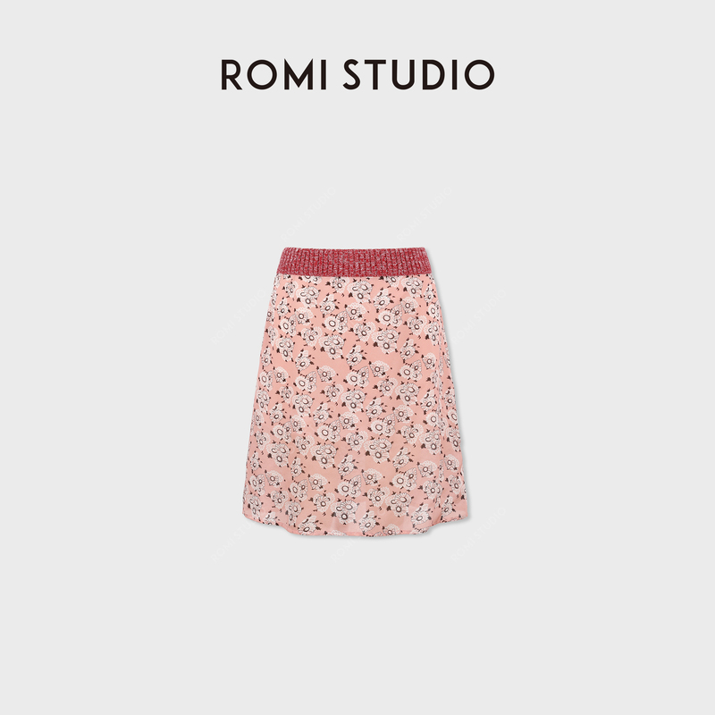 Romi Studio Ultra-Thin Silk Georgette Printed Skirt with Hip-Hugging Design Rwcrxy7571