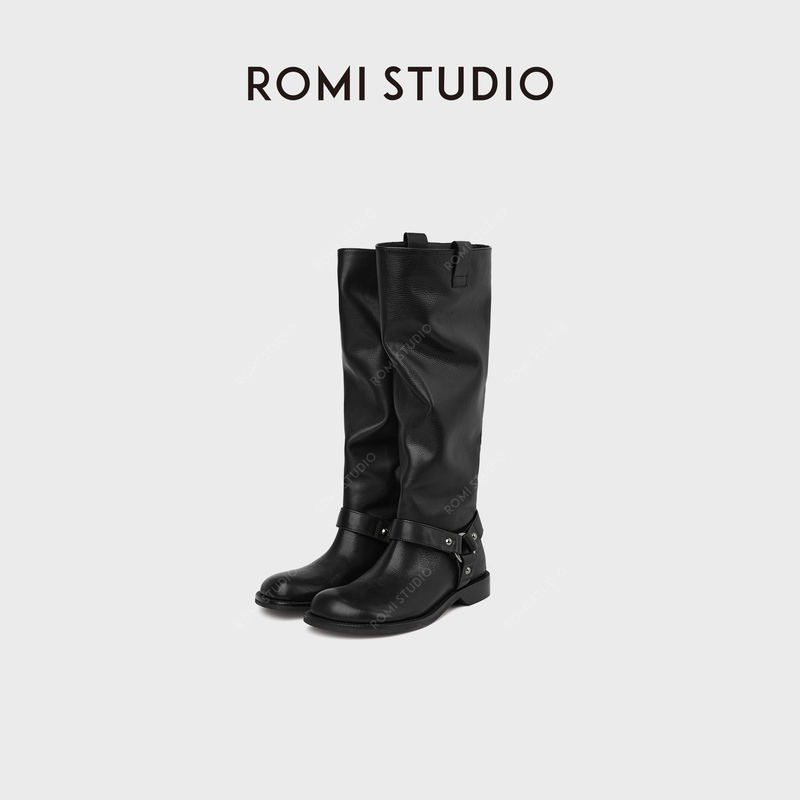 Romi Studio Skin-Friendly Velvet-Lined Cowhide Leather with Lychee Pattern, Soft and Cloud-Like Feel, Silver Buckle Knight Boots Rwcwp06991 Romi Studio Skin-Friendly Velvet-Lined Cowhide Leather with Lychee Pattern, Soft and Cloud-Like Feel, Silver Buckle Knight Boots Rwcwp06991