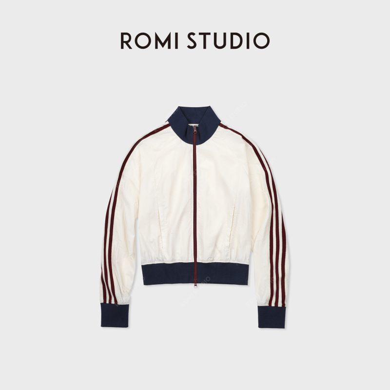 Romi Studio School Uniform Series Contrasting Stripesd Sports Short Waist Jacket Rwdswu1696