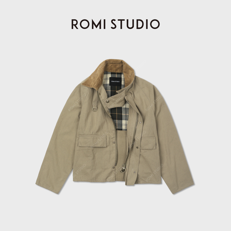 Romi Studio “American Retro” Oxford Fabric Contrast Plaid Lapel Jacket Rwcawy4932 Romi Studio “American Retro” Oxford Fabric Contrast Plaid Lapel Jacket Rwcawy4932