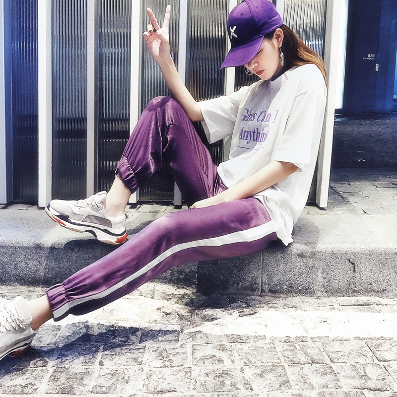 Short sleeve sports suit female summer 2020 new Han edition fashion loose Yang Pi age reduction network red two tide