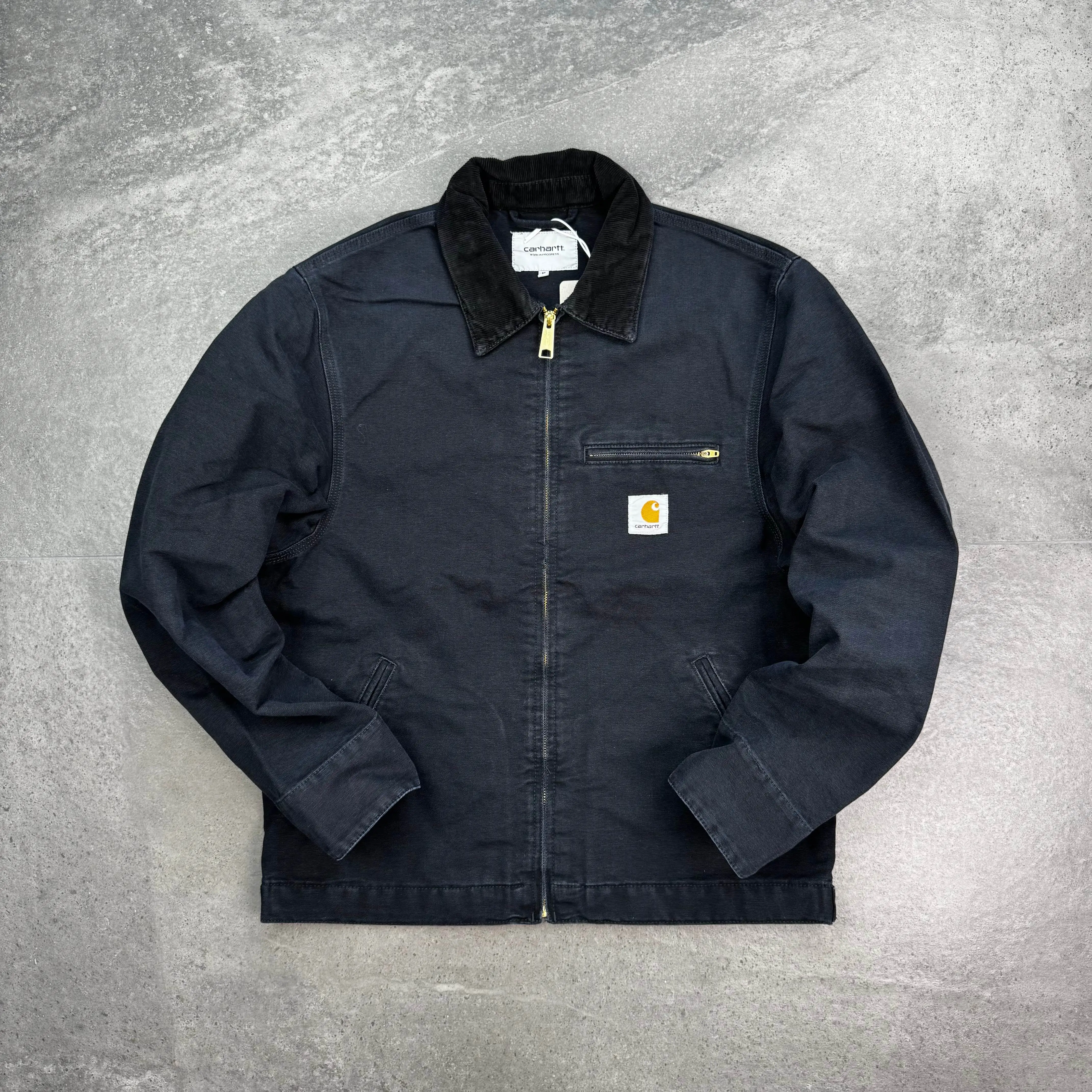 Джекет Carhartt Detroit с эффектом состаренной ткани, синяя камуфляжно-песочная стирка, стильная куртка на все сезоны для мужчин и женщин