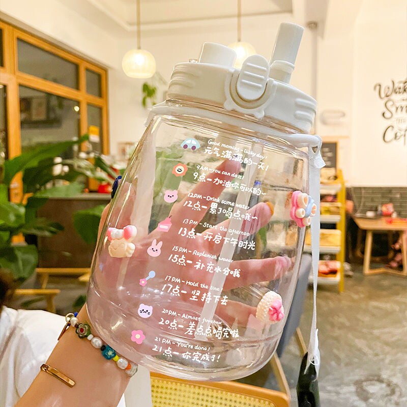 Milk tea cup household can suck pearl high-value net red straw water cup female student large-capacity cute portable transport