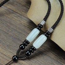 Premium pendant lanyard high-grade Hetian jade stone pendant lanyard Guanyin Jade Buddha brave neck necklace drop thick rope