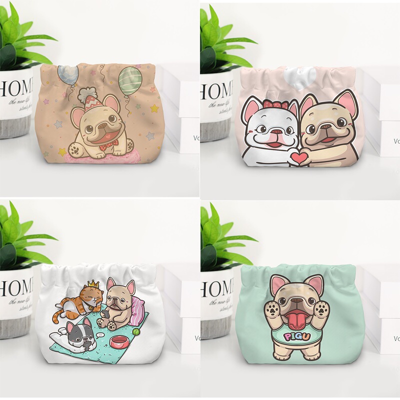 French Bulldog, French Bulldog, French Bulldog, Squeeze Bag, Shrapnel Bag, Makeup, Key, Lipstick Storage