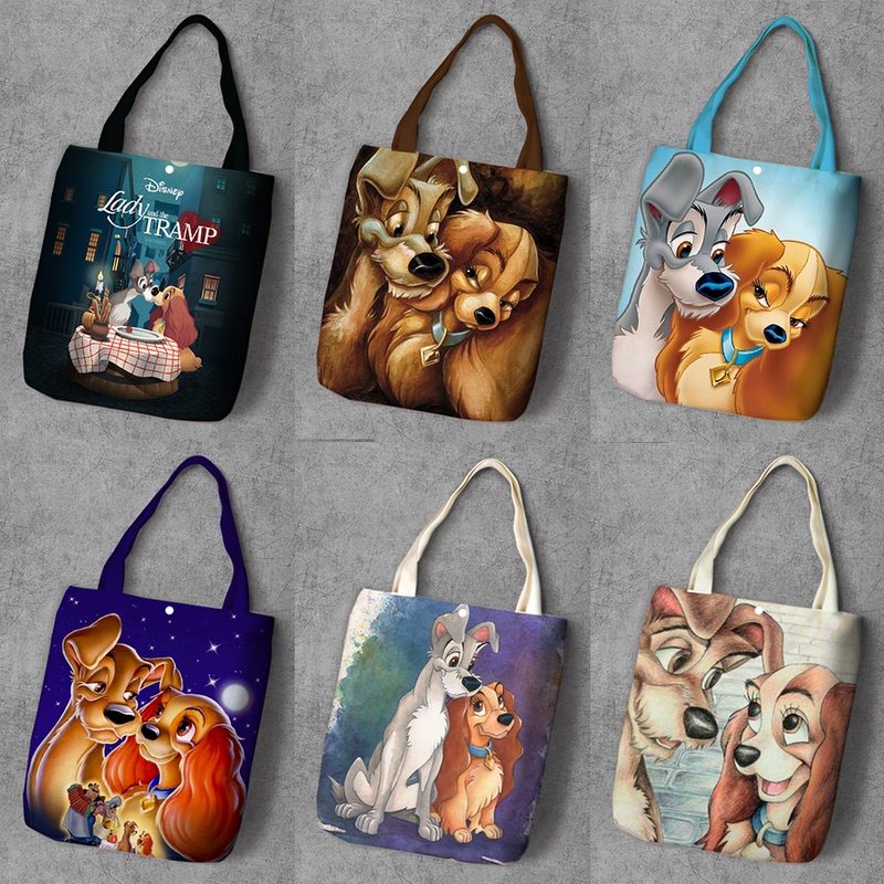 Lady and the Tramp Single-Shoulder Canvas Tote Bag Lady and the Tramp Single-Shoulder Canvas Tote Bag