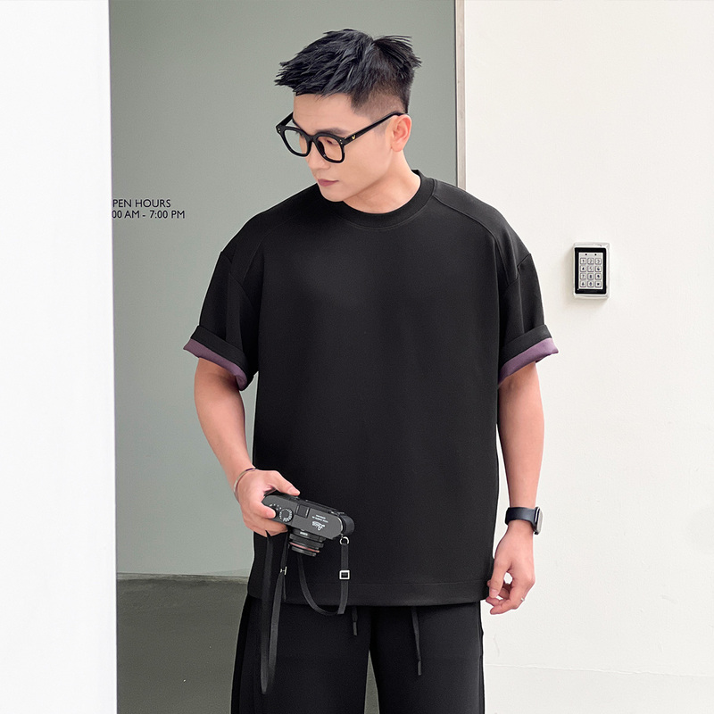 No. 22 Outfit [Modal Two-Tone Jelly Cotton] Summer Cool Breathable Flowy Short-Sleeve T-Shirt for Men