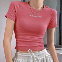 Short sports short sleeve slim running T-shirt quick-dry slim yoga suit round neck breathable equipment training shirt female