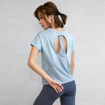 Quick dry breathable sports short sleeve T-shirt sexy hollow back loose yoga blouse running training fitness clothes women