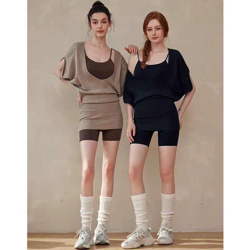 Sexy Fitness Suit, Lazy Style Yoga Wear, Two-Piece Jumpsuit with Chest Pads, Strength Equipment Training, Hip-Covering for Women