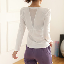 Quick-drying breathable sports long sleeve T-shirt sexy mesh stitching back yoga clothes running training Joker fitness clothes