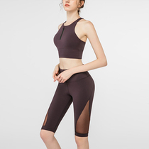 Shorts fitness two-piece front half zipper sports underwear yarn breathable five-point pants running sports suit women