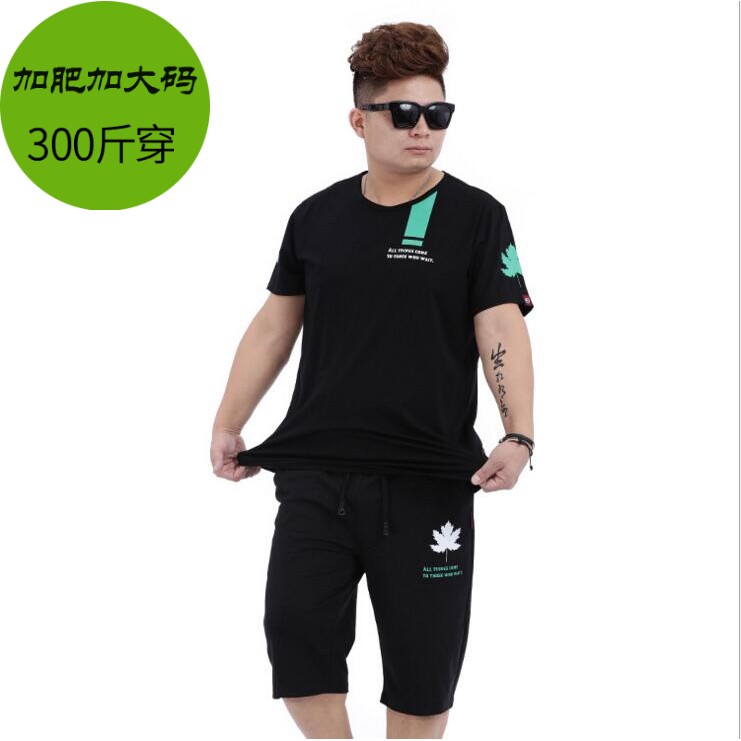 特大码夏季新款加肥加大男装短袖T恤胖人肥佬半袖休闲运动套装8XL