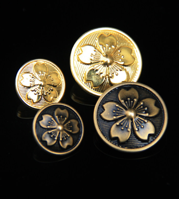 Japanese button Japanese cherry blossom button Japanese dress button pure copper ox wide
