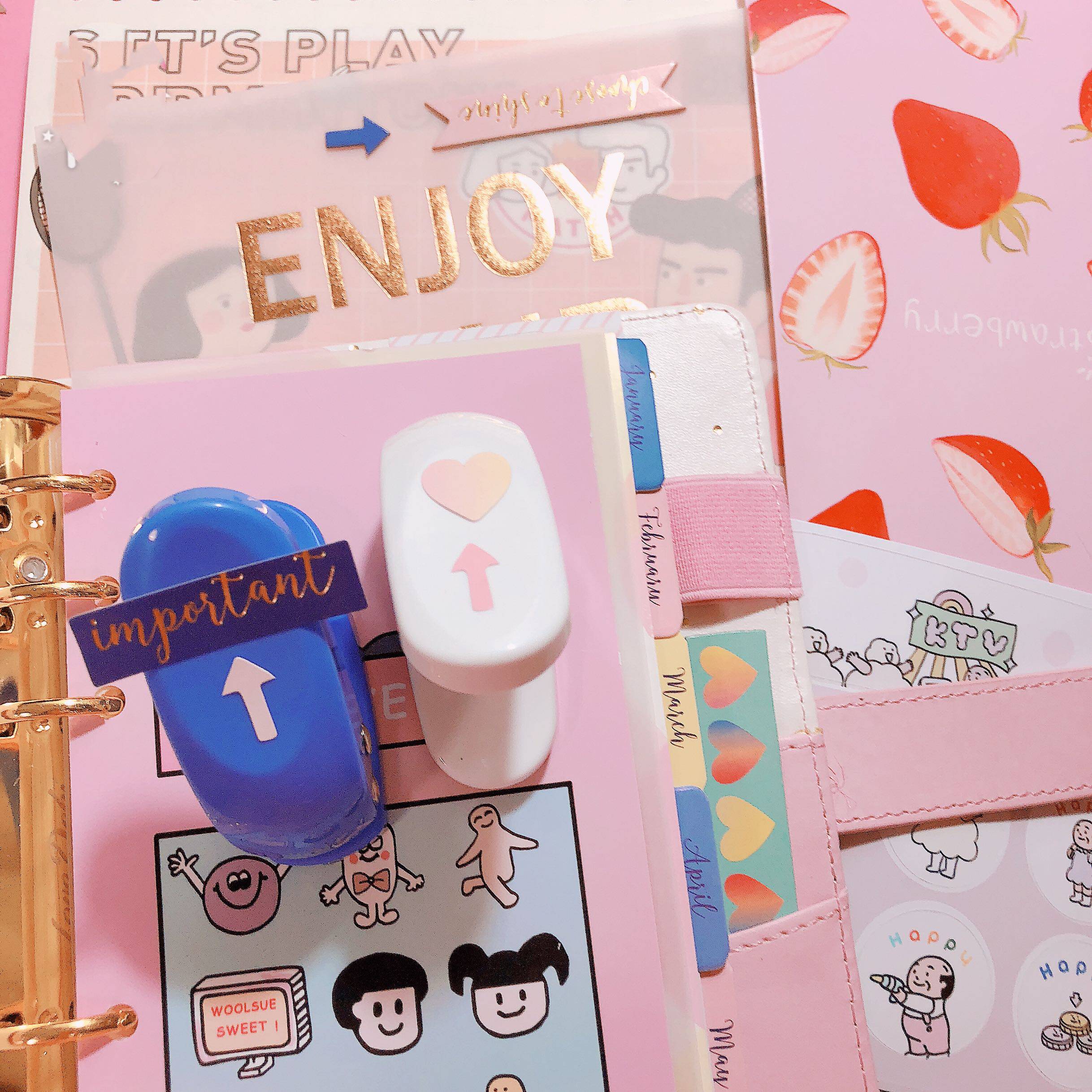 Creative Stationery Hand Ledger Perforated Korea Cute Candy Color Single Hole Paper Punching Machine Mini manual hole-punching machine