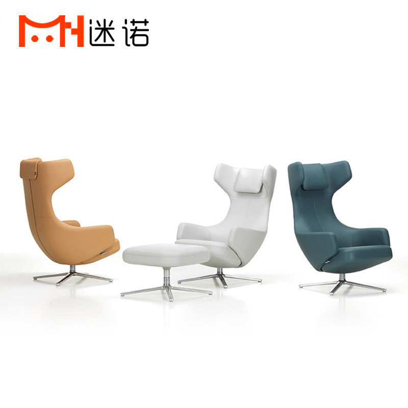 Nordic Light Extravagant Designer Creative Single Sofa Chair Modern Minima Rotary Sloth People Genuine Leather Visitors Casual Chairs