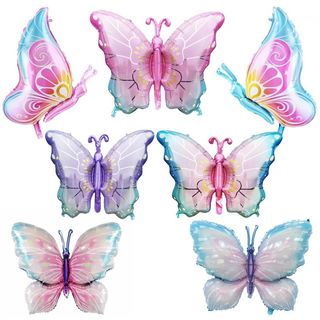 氦气球飘空铝膜蝴蝶美丽绚少女心炫彩大号紫色粉色冰蓝色节日布置