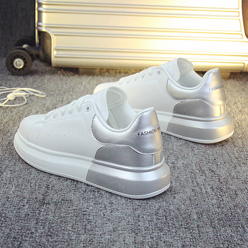 2022 spring new small white shoes women lovers' 100 hitch in Korean version laces net red transport shoes thick bottom heightening plate shoes