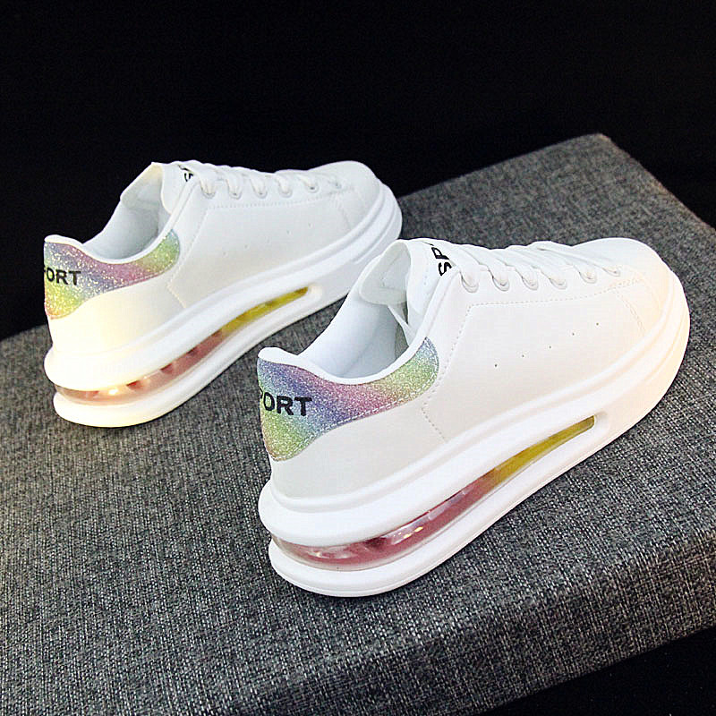 Air cushion starry sky magic white shoes female couple models all-match Korean version sneakers heightening women's sneakers solid color casual shoes