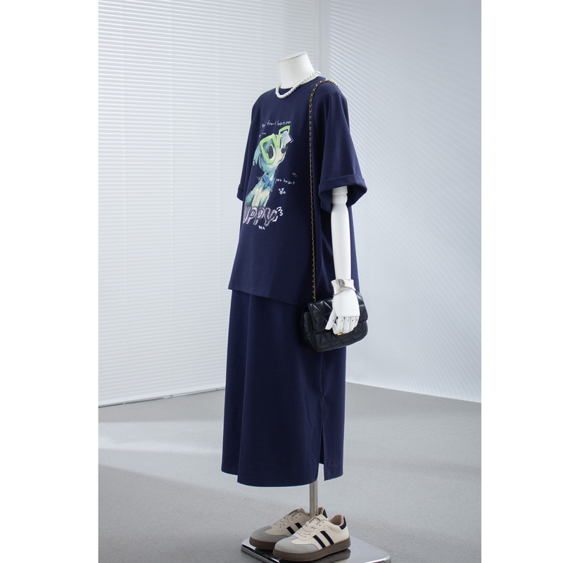 Pregnant Women's Summer Suit, Casual and Lazy Style, 2026 Summer New Style, Large Size Loose Top, Skirt, Two-Piece Suit