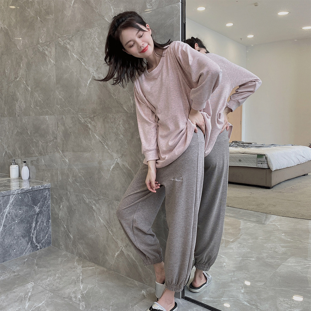 Maternal cotton moon clothing in spring and autumn in March pregnant women in autumn and winter lactation pajamas after birth