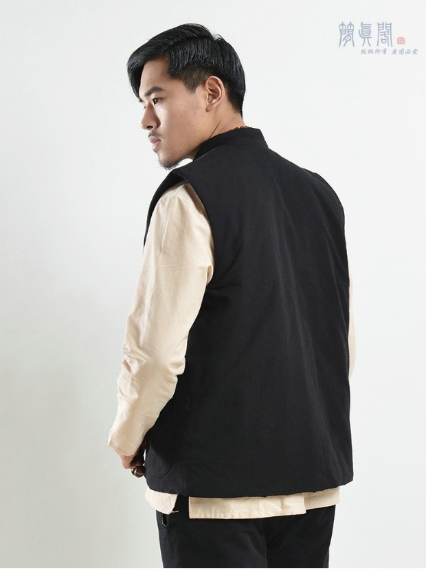 Cotton Tang phù hợp với áo vest cotton vai nam mùa thu và mùa đông trung niên cotton ấm áp áo chống thấm lụa bông đệm có thể được giặt áo vest dạ nam