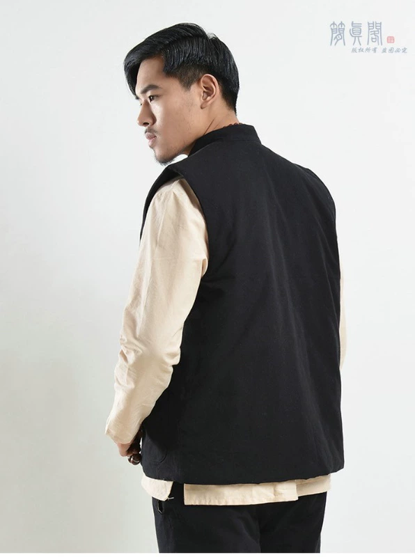 Cotton Tang phù hợp với áo vest cotton vai nam mùa thu và mùa đông trung niên cotton ấm áp áo chống thấm lụa bông đệm có thể được giặt khoác vest nữ