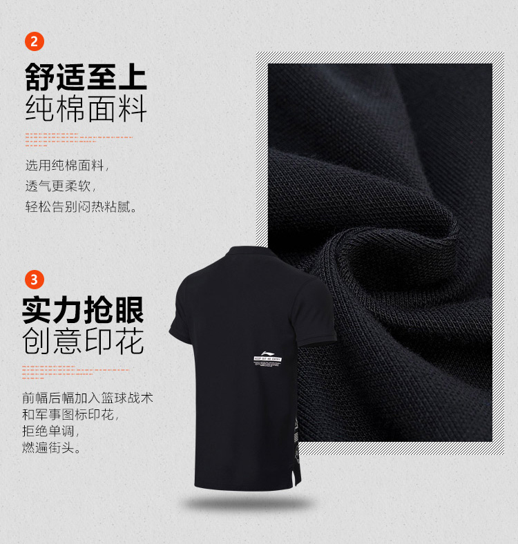Áo thun ngắn tay Li Ning nam 2018 mới bóng rổ loạt áo thể thao nửa tay cotton APLN181 ao polo nu