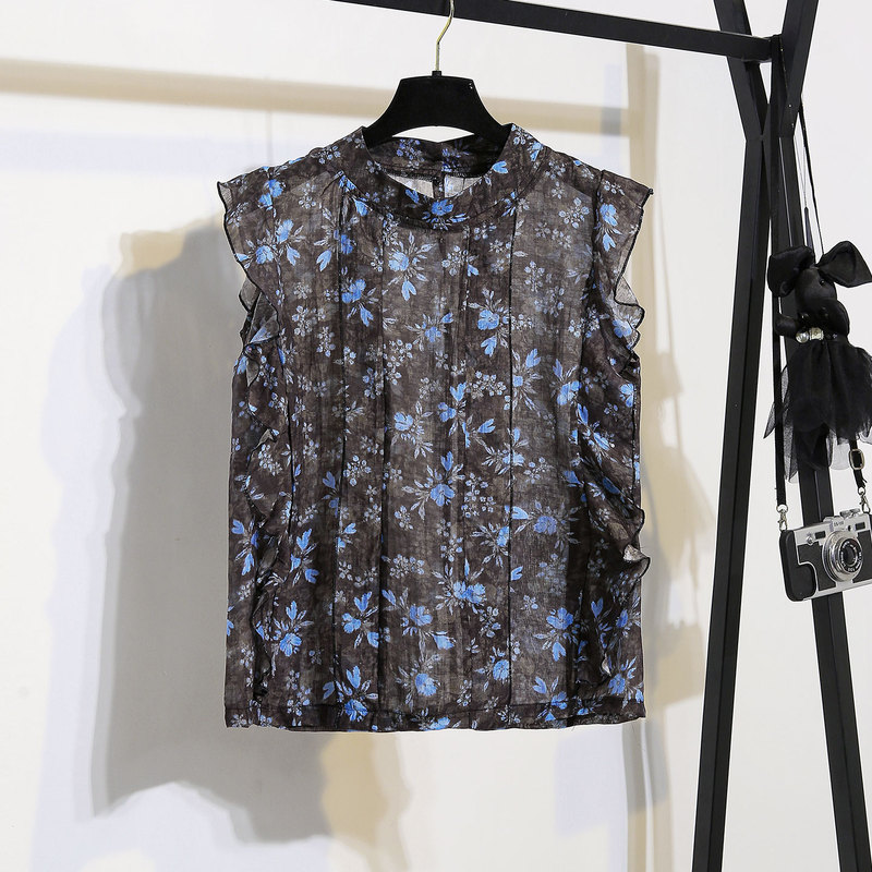 Women's Summer 2026 New Style High-End Sleeveless Floral Slightly Sheer Petite Lyocell Tencel Thin Blouse Women's Summer 2026 New Style High-End Sleeveless Floral Slightly Sheer Petite Lyocell Tencel Thin Blouse