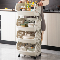 Kitchen shelf Multi-functional floor-standing multi-layer vegetable basket supplies household Daquan seasoning storage shelf