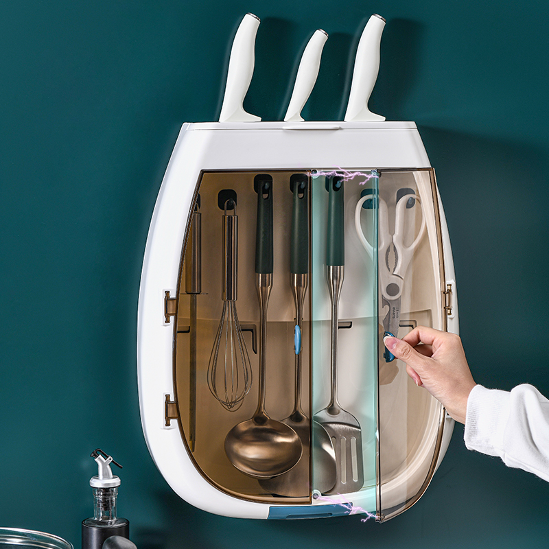 Knife rack rack kitchen wall-mounted spoon shovel rack pot spatula multi-function rack kitchen supplies storage box