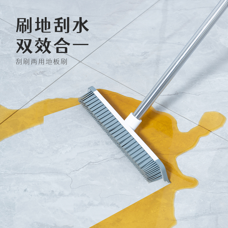 Powder room floor brush long handle two-in-one bathroom toilet tile wiper all-in-one dual-use scraping brush artifact