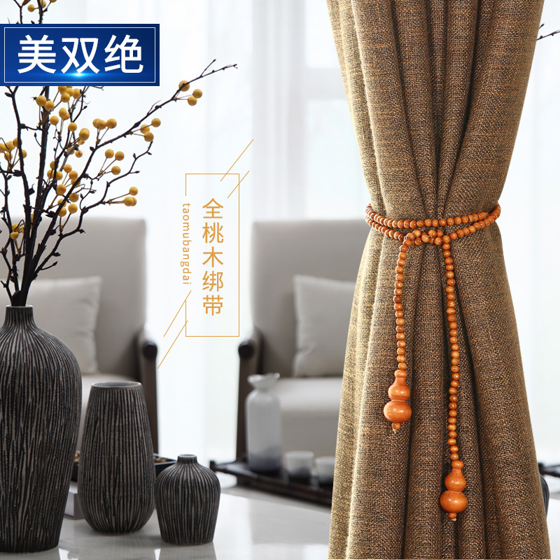 Curtain Ties, Hand-Made Beaded Curtains, Door Curtains, Hanging Curtains, White Peach Wood Ties, Red New Chinese Style Ties