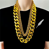 Интернет-знаменитости, хип-хоп, золотая цепочка, богатый человек, супер толстое золотое ожерелье, поддельное золото, пластиковая имитация, реквизит для прямой трансляции, социальные люди