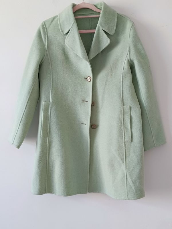 Complete Clearance Sale: Light Green Wool Double-Faced Coat Complete Clearance Sale: Light Green Wool Double-Faced Coat