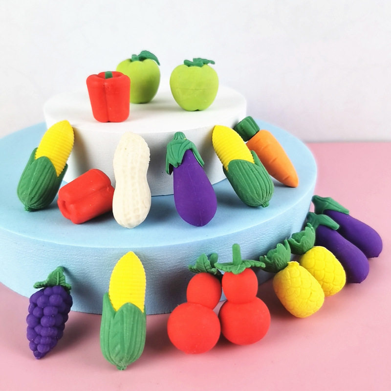 Creative Elementary School Students' Cute Stationery Fruit and Vegetable Erasers Cartoon Carrot Erasers Kindergarten Gifts and Prizes