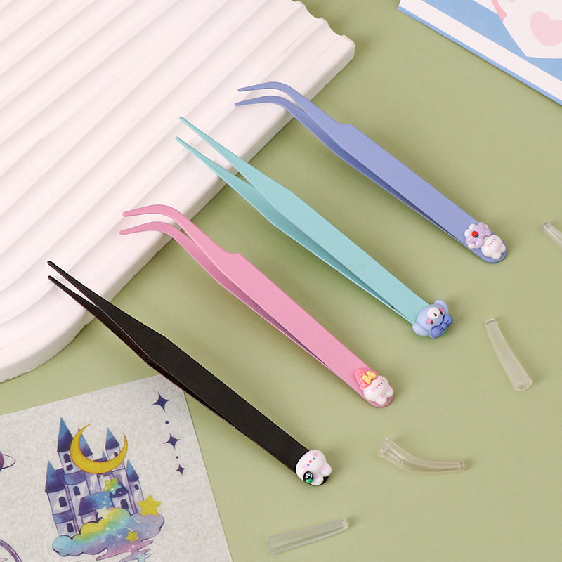 New Cartoon Handbook Clip Macaron Cute Pointed Elbow Stainless Steel Tweezers Handmade DIY Handbook Clip