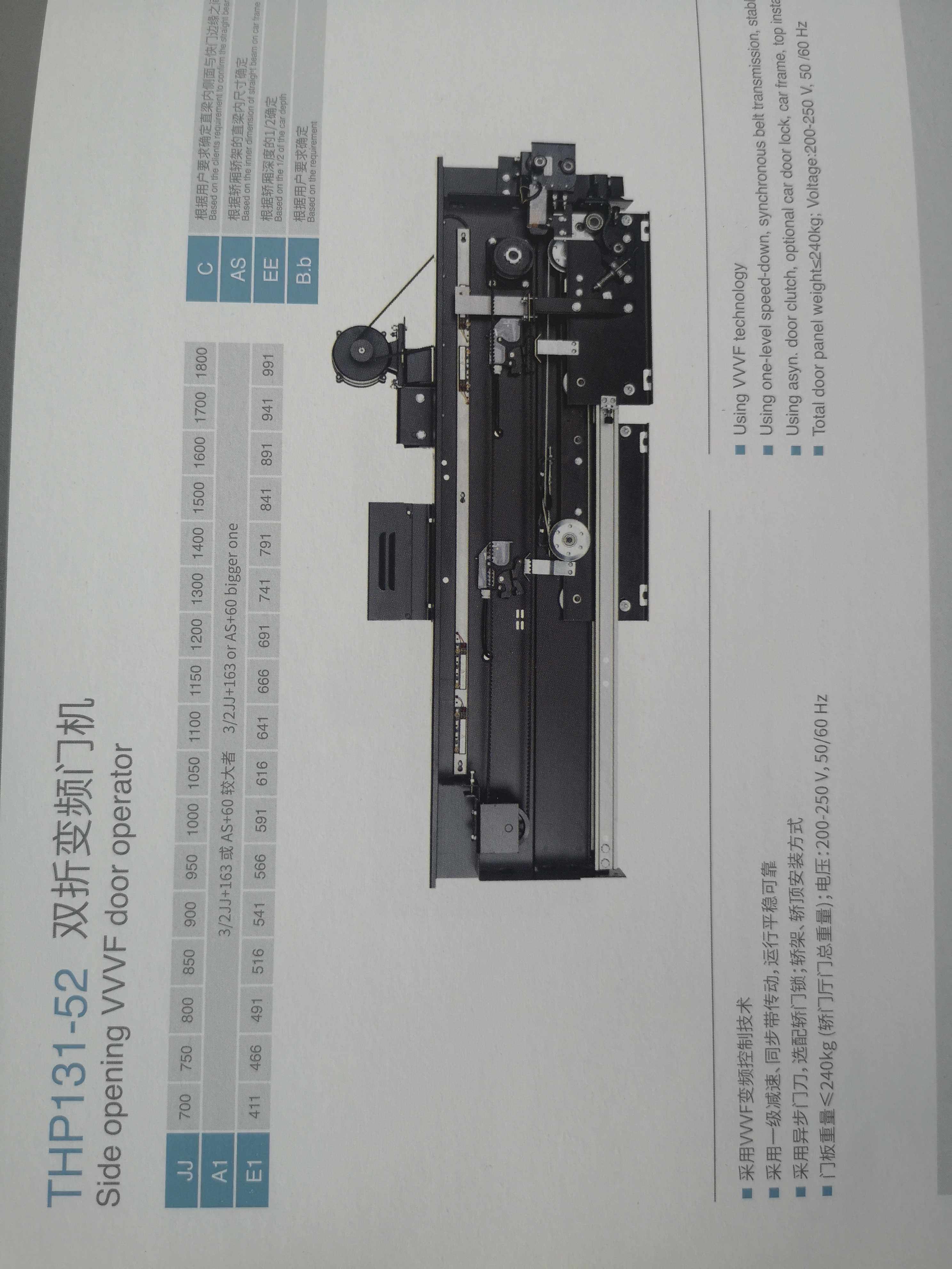 THP131-52 double-folding frequency conversion door machine Ningbo Shenling door machine belt pulley with wheel belt bearing seat