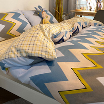 Jinxi Road cotton cotton four-piece set 100 winter dormitory sheets quilt cover three-piece set of quilt cover bedding 4