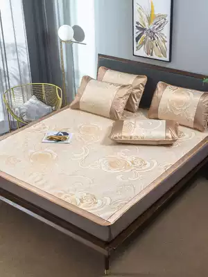 Ice silk mat three-piece set 1 8m bed foldable summer air-conditioning mat student dormitory straw mat 1 2 Mexia mat
