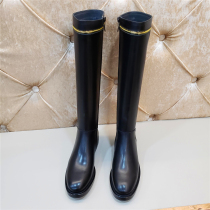 (Xia Xiaotian) Side zipper flat leather boots but knee boots Knight boots high boots knee boots knee boots