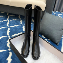 Crocodile leather flat boots back zipper Knight boots cowhide high boots but knee boots horse boots winter